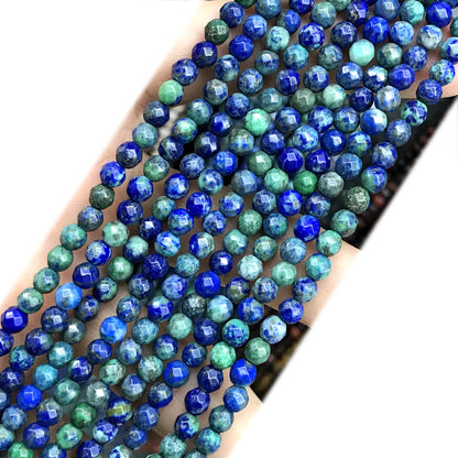 CCS07 Chrysocolla Gemstone Beads Faceted Round 4mm 15" Strand