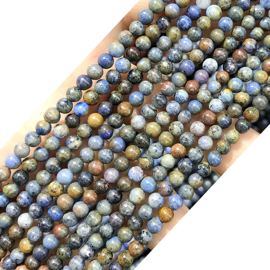 CDU25 Sunset Dumortierite Beads Smooth Round 4mm 15" Strand