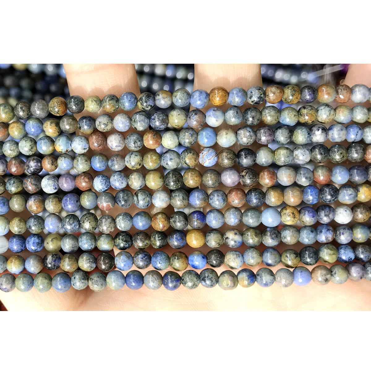 CDU25 Sunset Dumortierite Beads Smooth Round 4mm 15" Strand