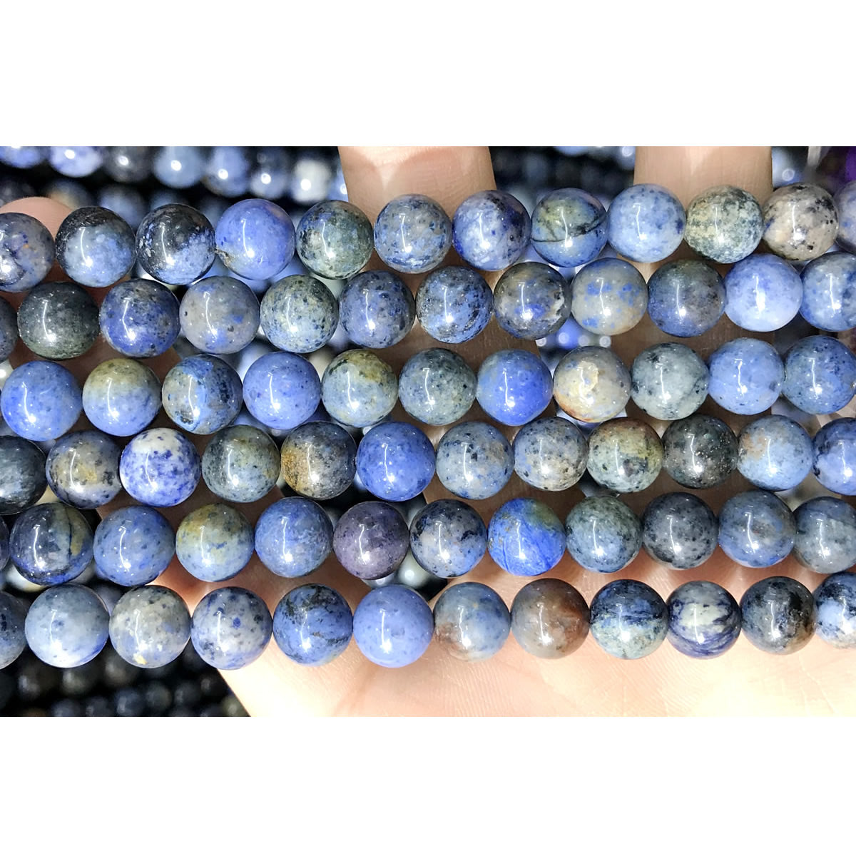 CDU27 Sunset Dumortierite Beads Smooth Round 8mm 15" Strand