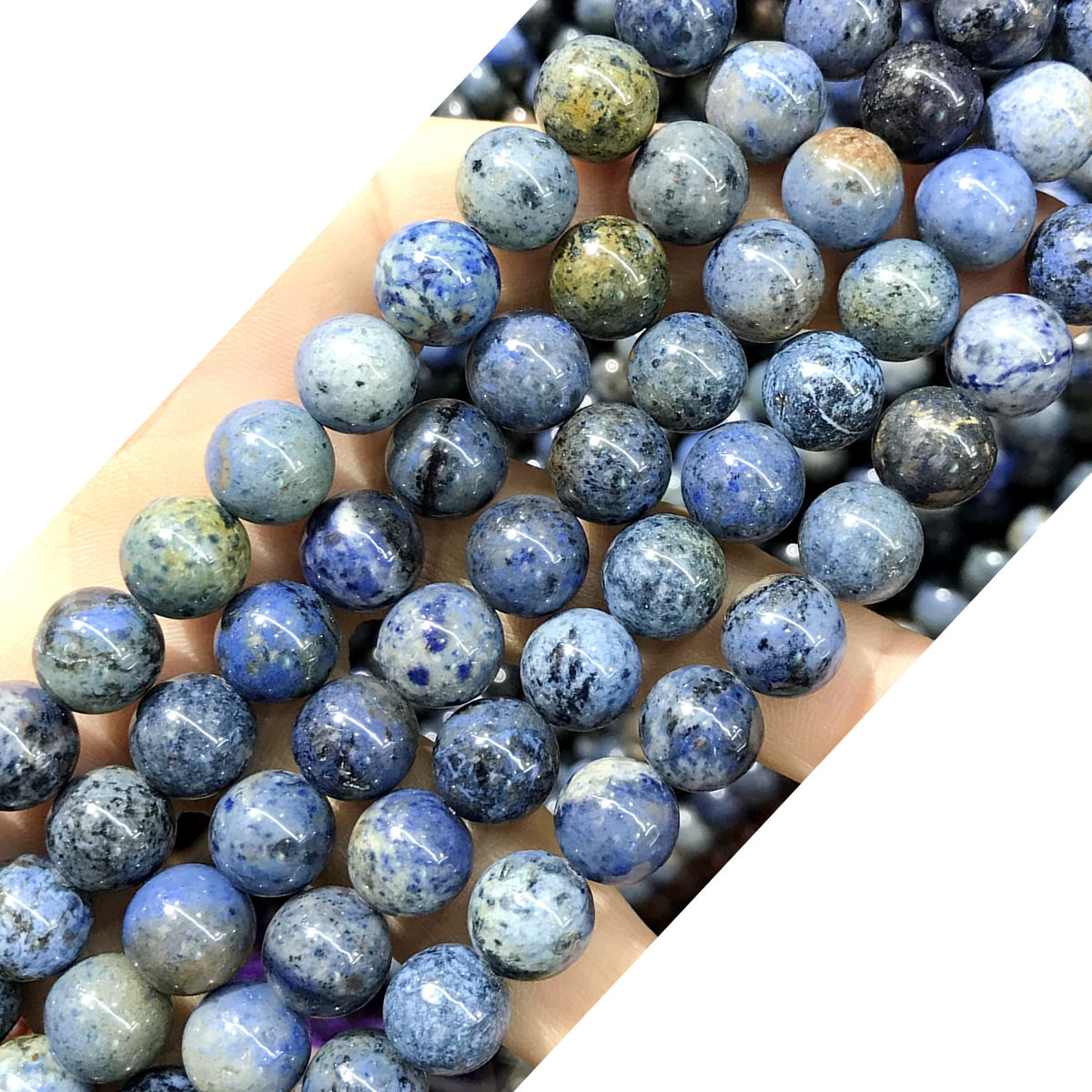 CDU28 Sunset Dumortierite Beads Smooth Round 10mm 15" Strand