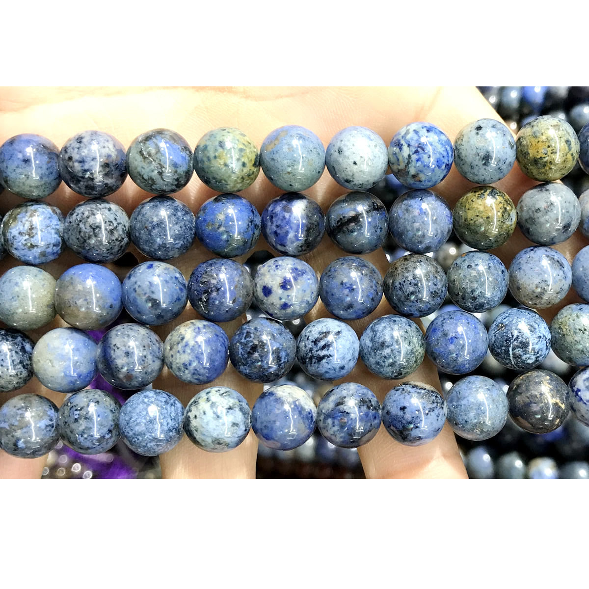 CDU28 Sunset Dumortierite Beads Smooth Round 10mm 15" Strand