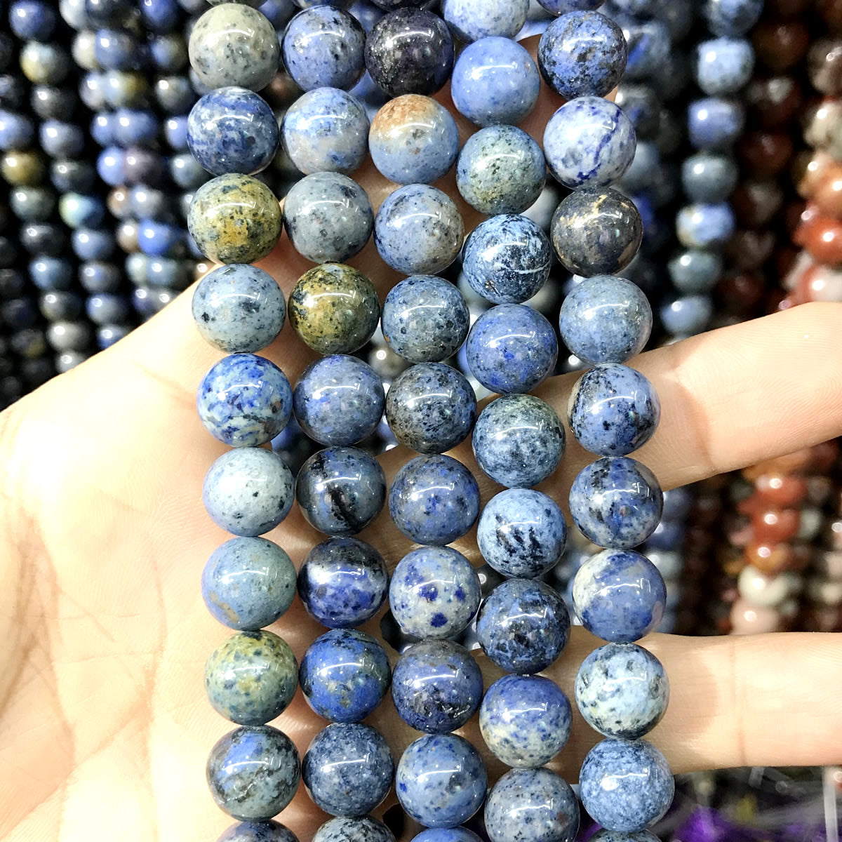 CDU28 Sunset Dumortierite Beads Smooth Round 10mm 15" Strand