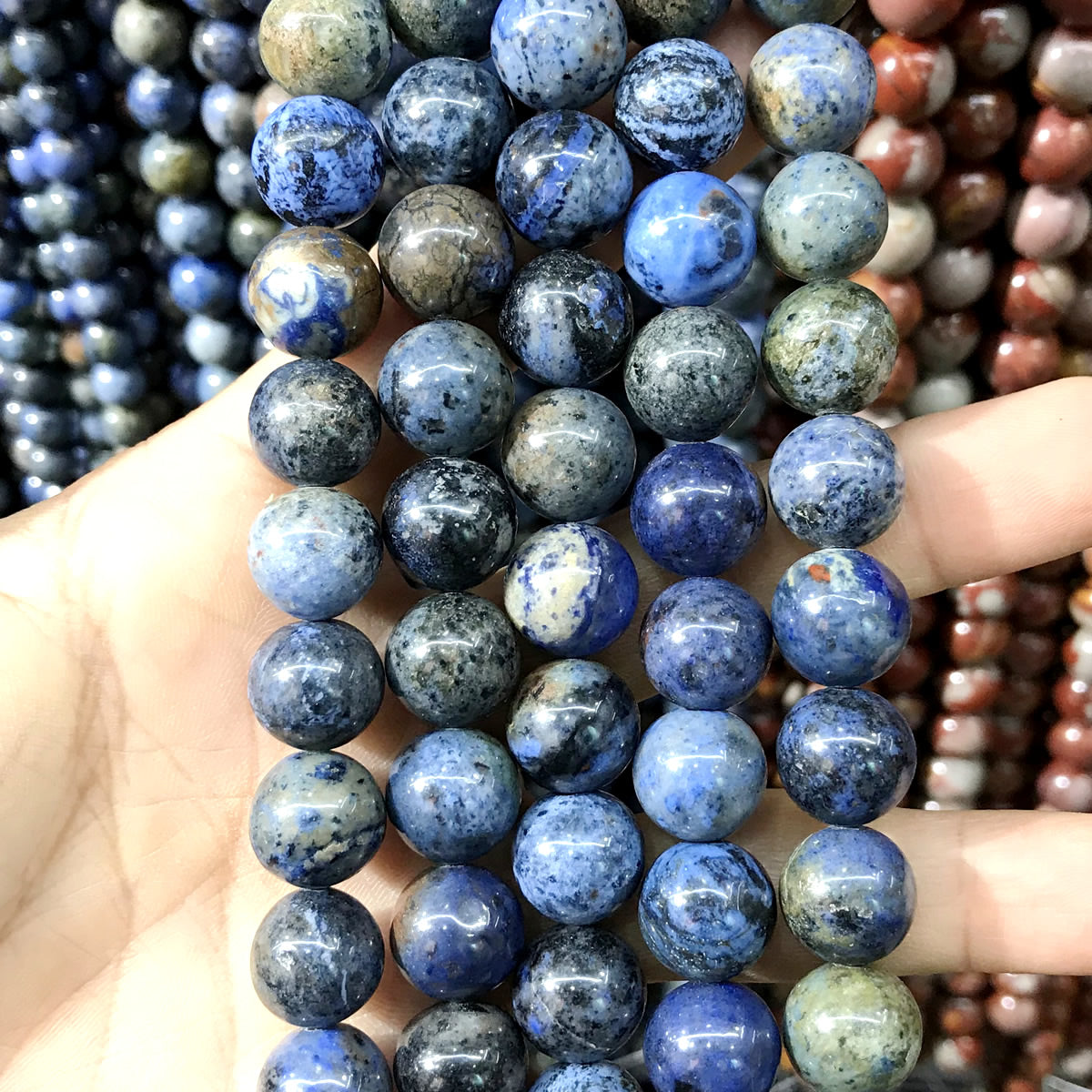 CDU29 Sunset Dumortierite Beads Smooth Round 12mm 15" Strand