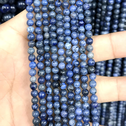 CDU34 Grade A Dumortierite Beads Smooth Round 4mm 15" Strand