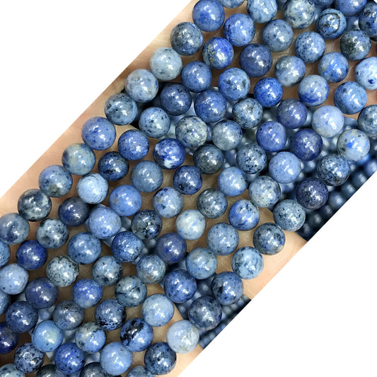 CDU35 Grade A Dumortierite Beads Smooth Round 6mm 15" Strand