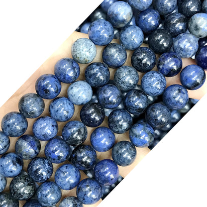 CDU37 Grade A Dumortierite Beads Smooth Round 10mm 15" Strand