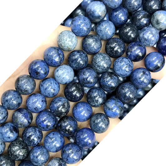 CDU37 Grade A Dumortierite Beads Smooth Round 10mm 15" Strand