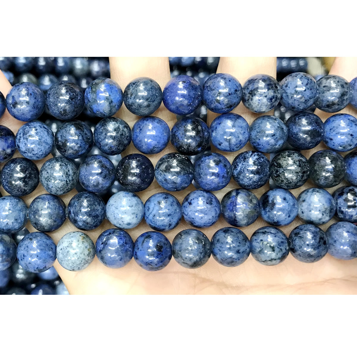 CDU37 Grade A Dumortierite Beads Smooth Round 10mm 15" Strand