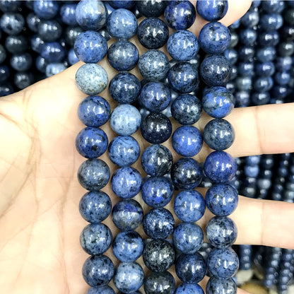 CDU37 Grade A Dumortierite Beads Smooth Round 10mm 15" Strand