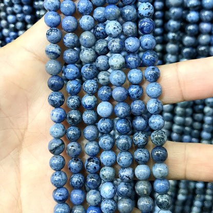 CDU43 Grade AA Dumortierite Beads Smooth Round 6mm 15" Strand