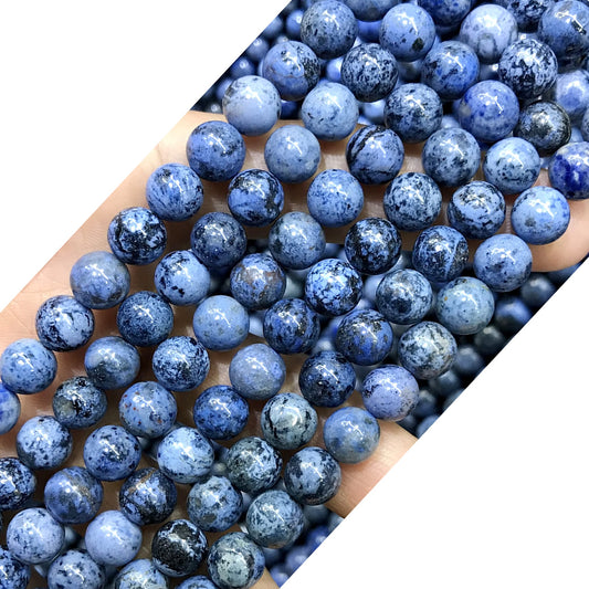 CDU44 Grade AA Dumortierite Beads Smooth Round 8mm 15" Strand