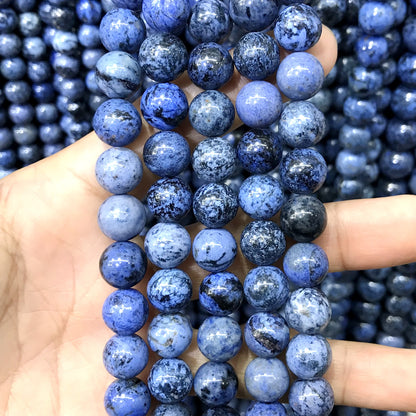 CDU45 Grade AA Dumortierite Beads Smooth Round 10mm 15" Strand