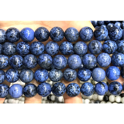 CDU46 Grade AA Dumortierite Beads Smooth Round 12mm 15" Strand