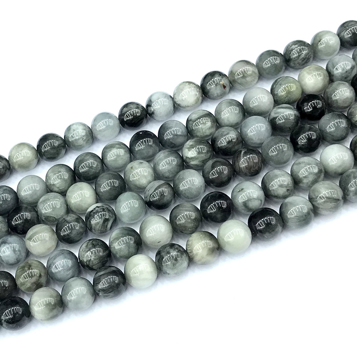 CEE12 Eagle Eye Jasper Beads Smooth Round 8mm 15" Strand