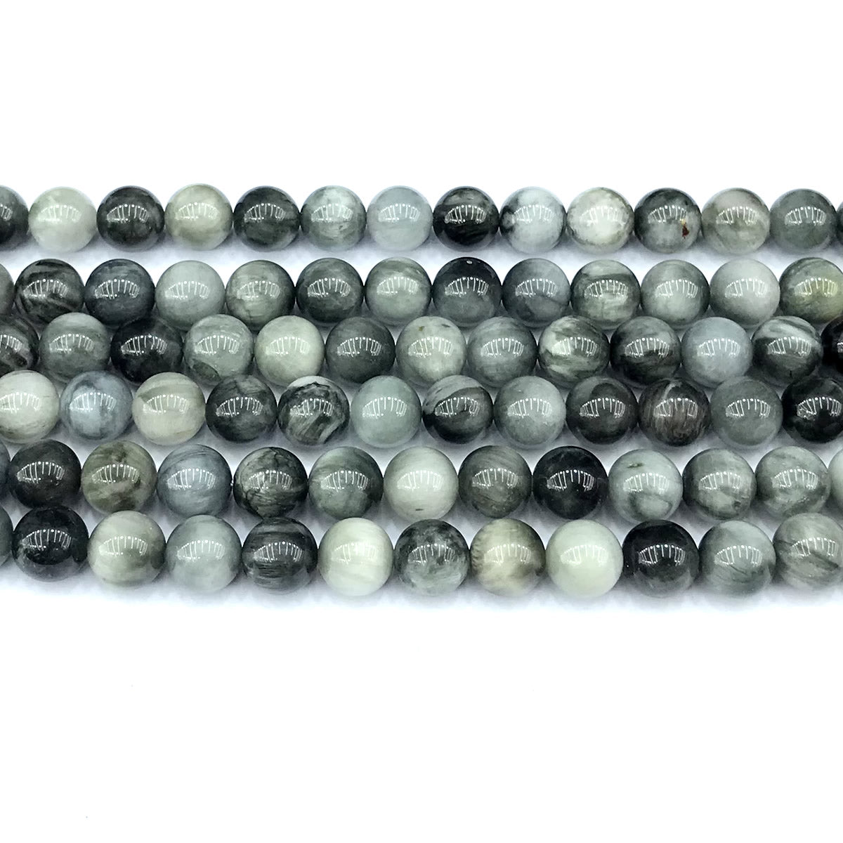 CEE12 Eagle Eye Jasper Beads Smooth Round 8mm 15" Strand