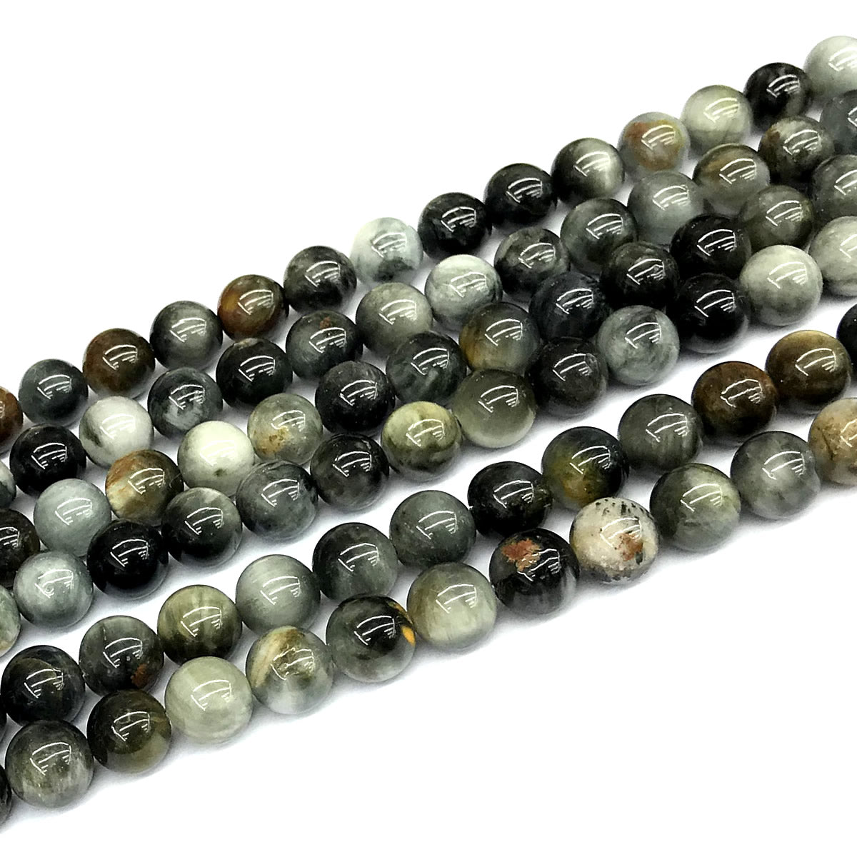 CEE17 Eagle Eye Jasper Beads Smooth Round 8mm 15" Strand