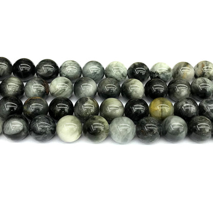 CEE19 Eagle Eye Jasper Beads Smooth Round 12mm 15" Strand