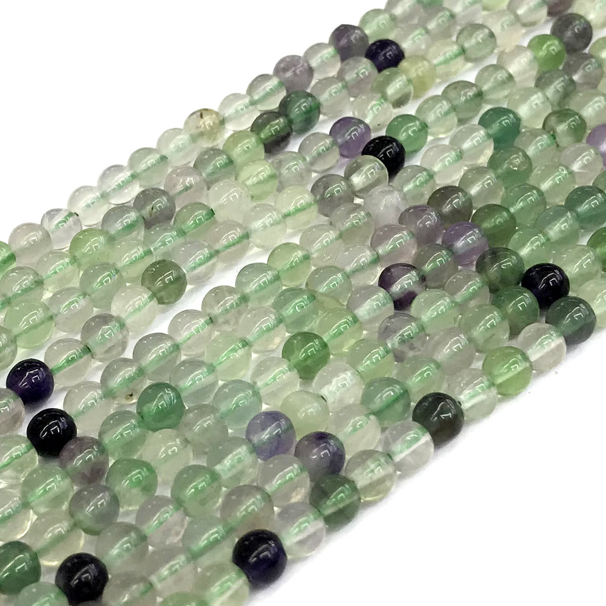 CFL10 Fluorite Gemstone Beads Smooth Round 4mm 15" Strand