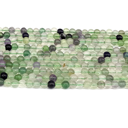 CFL10 Fluorite Gemstone Beads Smooth Round 4mm 15" Strand