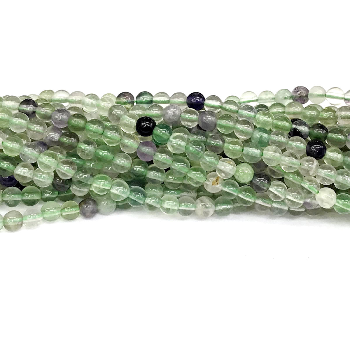 CFL10 Fluorite Gemstone Beads Smooth Round 4mm 15" Strand