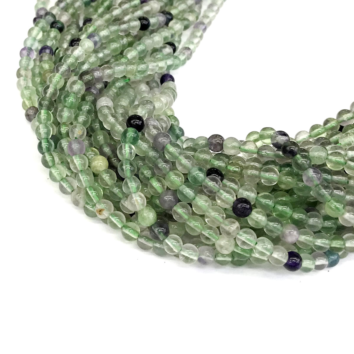 CFL10 Fluorite Gemstone Beads Smooth Round 4mm 15" Strand