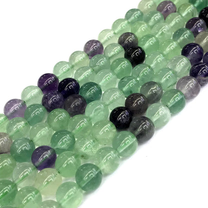 CFL12 Fluorite Gemstone Beads Smooth Round 8mm 15" Strand