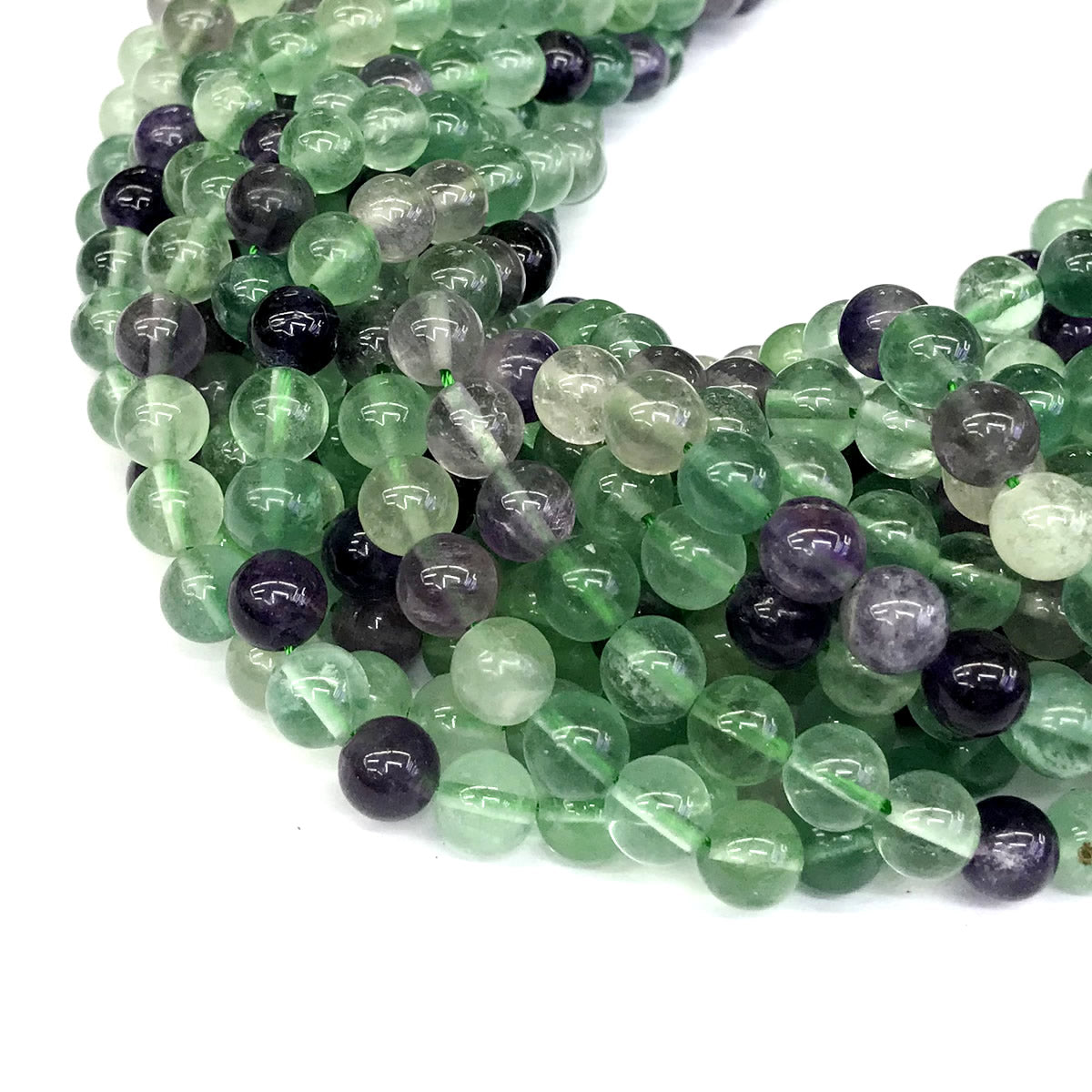 CFL12 Fluorite Gemstone Beads Smooth Round 8mm 15" Strand