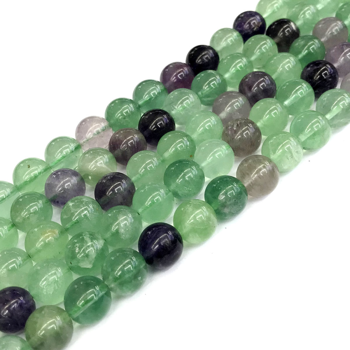 CFL14 Fluorite Gemstone Beads Smooth Round 10mm 15" Strand