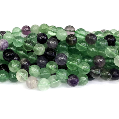 CFL14 Fluorite Gemstone Beads Smooth Round 10mm 15" Strand