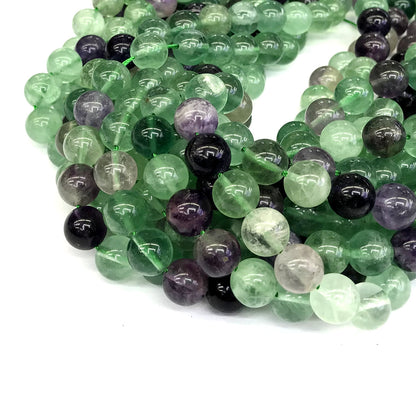 CFL14 Fluorite Gemstone Beads Smooth Round 10mm 15" Strand