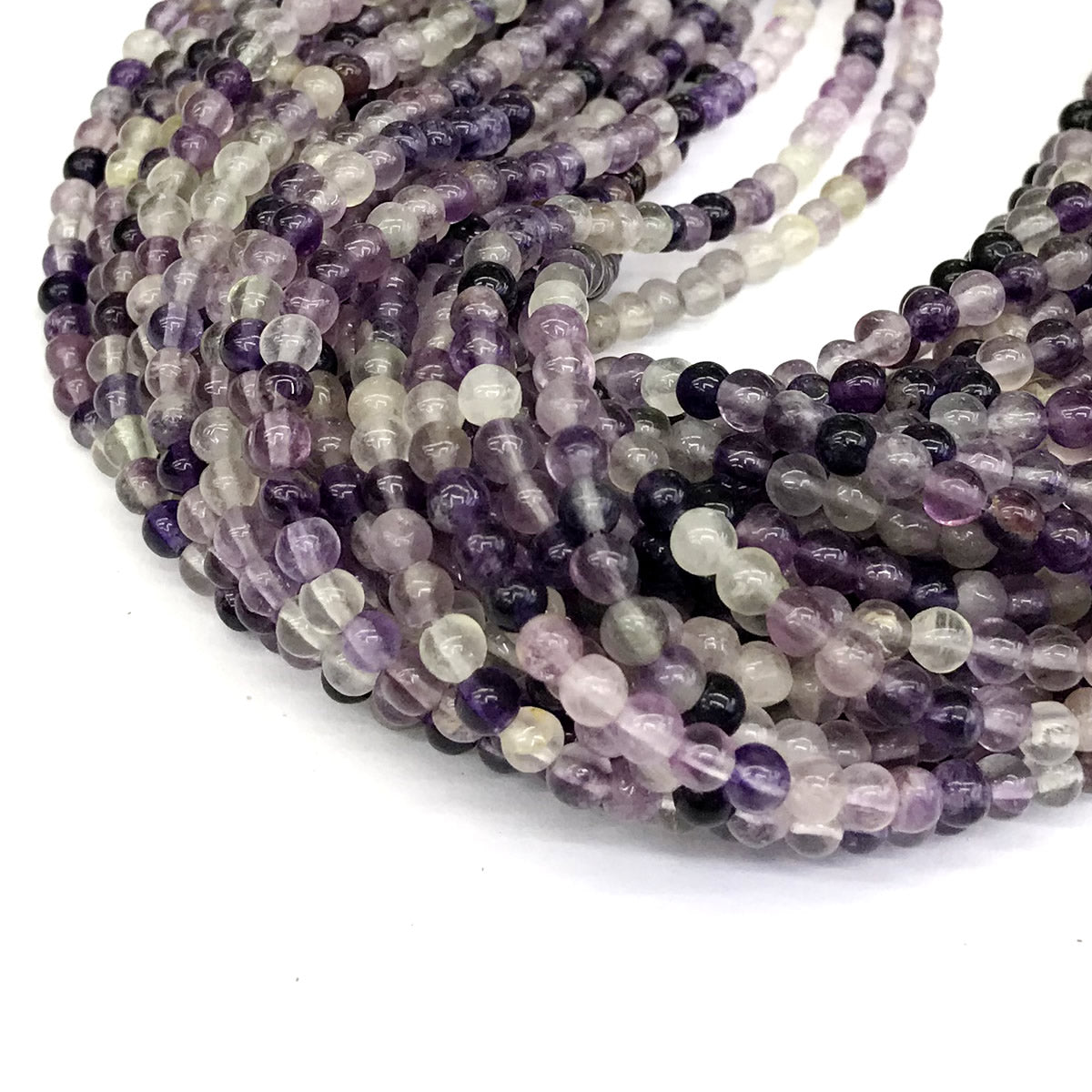 CFL20 Purple Fluorite Gemstone Beads Smooth Round 4mm 15" Strand