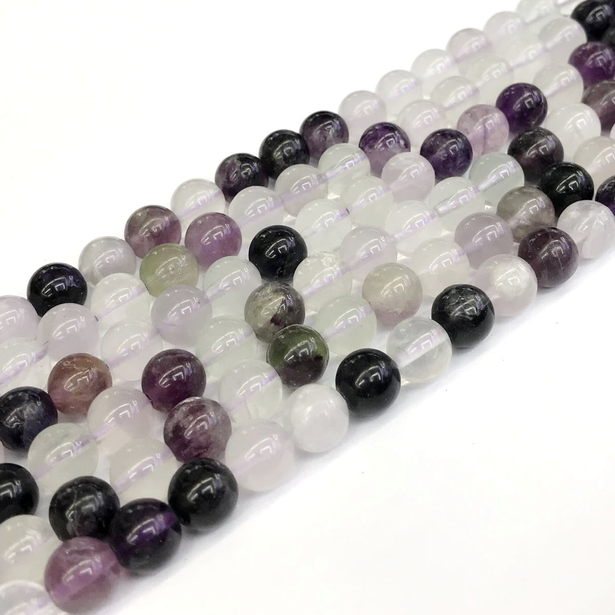 CFL22 Purple Fluorite Gemstone Beads Smooth Round 8mm 15" Strand