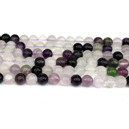 CFL22 Purple Fluorite Gemstone Beads Smooth Round 8mm 15" Strand