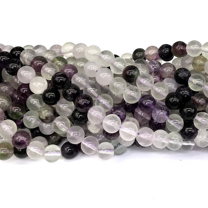 CFL22 Purple Fluorite Gemstone Beads Smooth Round 8mm 15" Strand