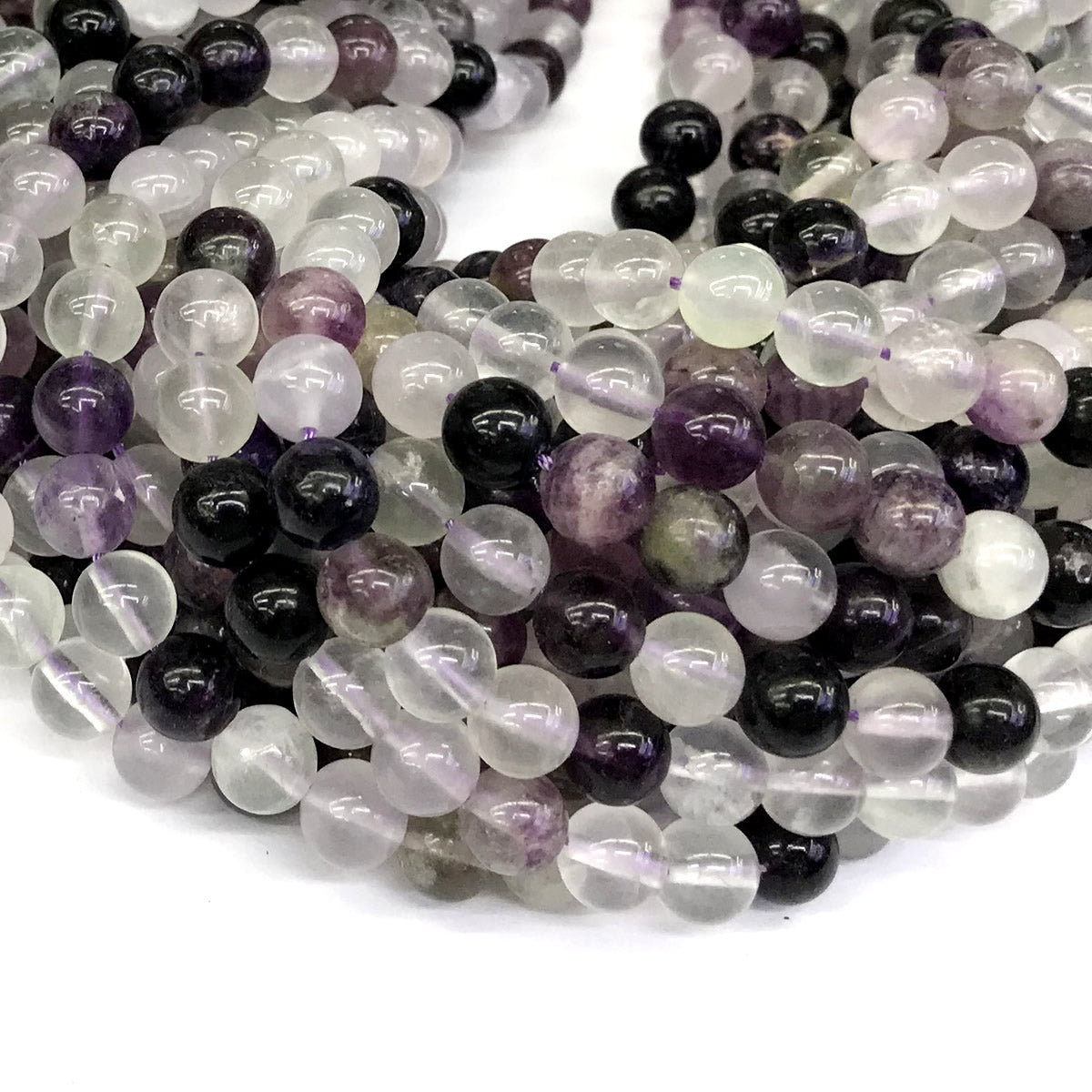 CFL22 Purple Fluorite Gemstone Beads Smooth Round 8mm 15" Strand