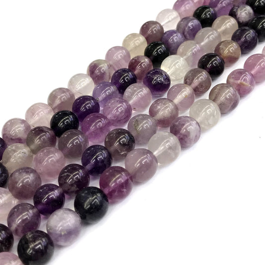 CFL23 Purple Fluorite Gemstone Beads Smooth Round 10mm 15" Strand