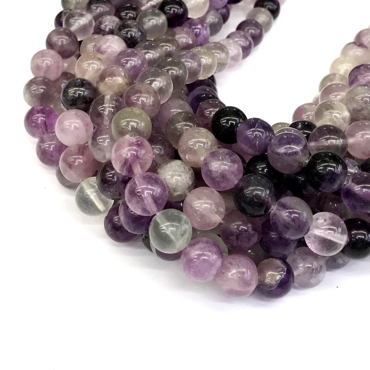 CFL23 Purple Fluorite Gemstone Beads Smooth Round 10mm 15" Strand