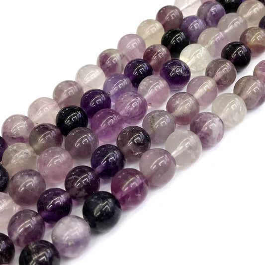 CFL24 Purple Fluorite Gemstone Beads Smooth Round 12mm 15" Strand