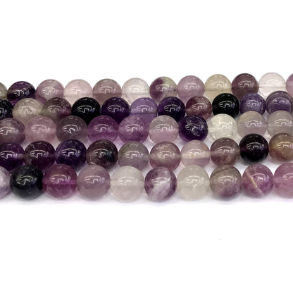 CFL24 Purple Fluorite Gemstone Beads Smooth Round 12mm 15" Strand