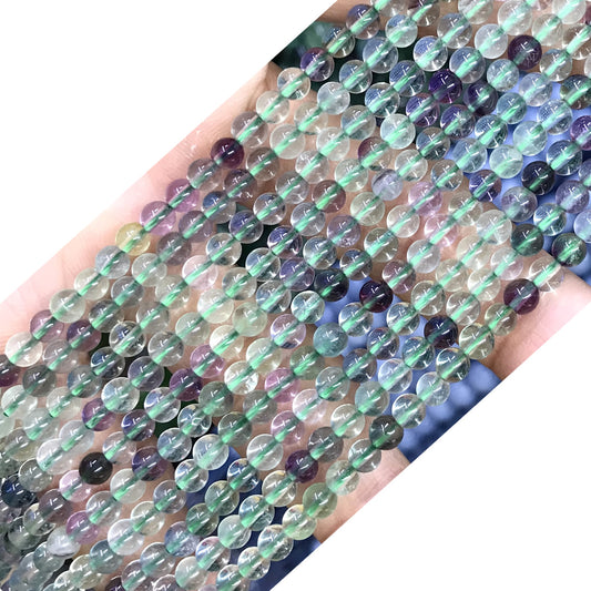 CFL30 Fluorite Gemstone Beads Smooth Round 4mm 15.5" Strand