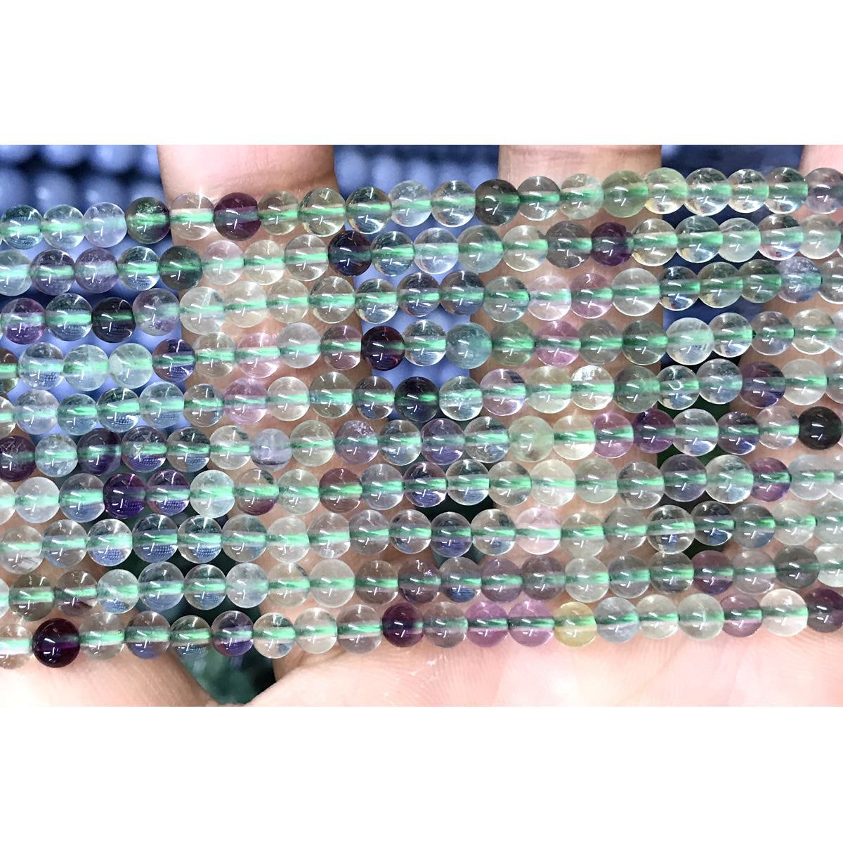 CFL30 Fluorite Gemstone Beads Smooth Round 4mm 15.5" Strand