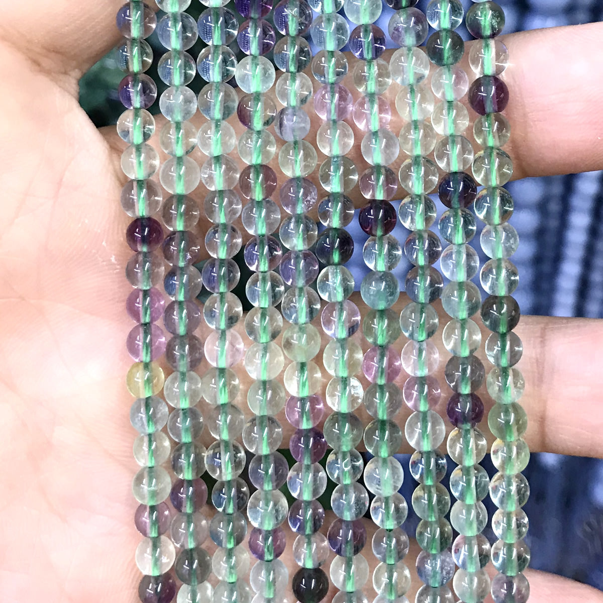 CFL30 Fluorite Gemstone Beads Smooth Round 4mm 15.5" Strand