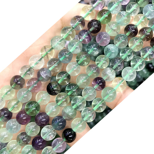 CFL32 Fluorite Gemstone Beads Smooth Round 8mm 15.5" Strand