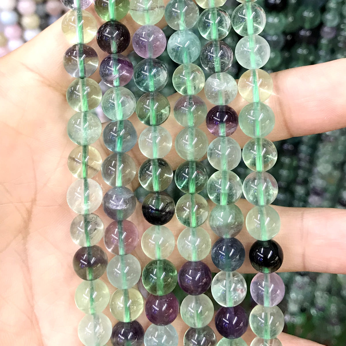 CFL32 Fluorite Gemstone Beads Smooth Round 8mm 15.5" Strand