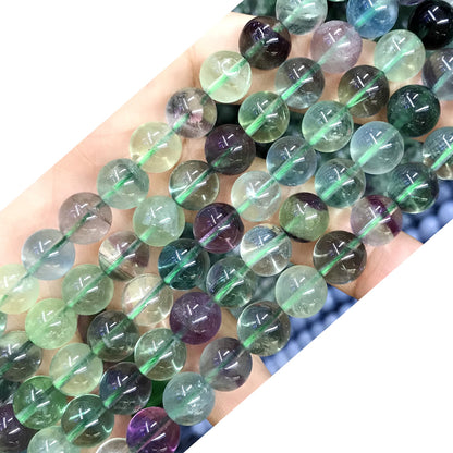 CFL33 Fluorite Gemstone Beads Smooth Round 10mm 15.5" Strand