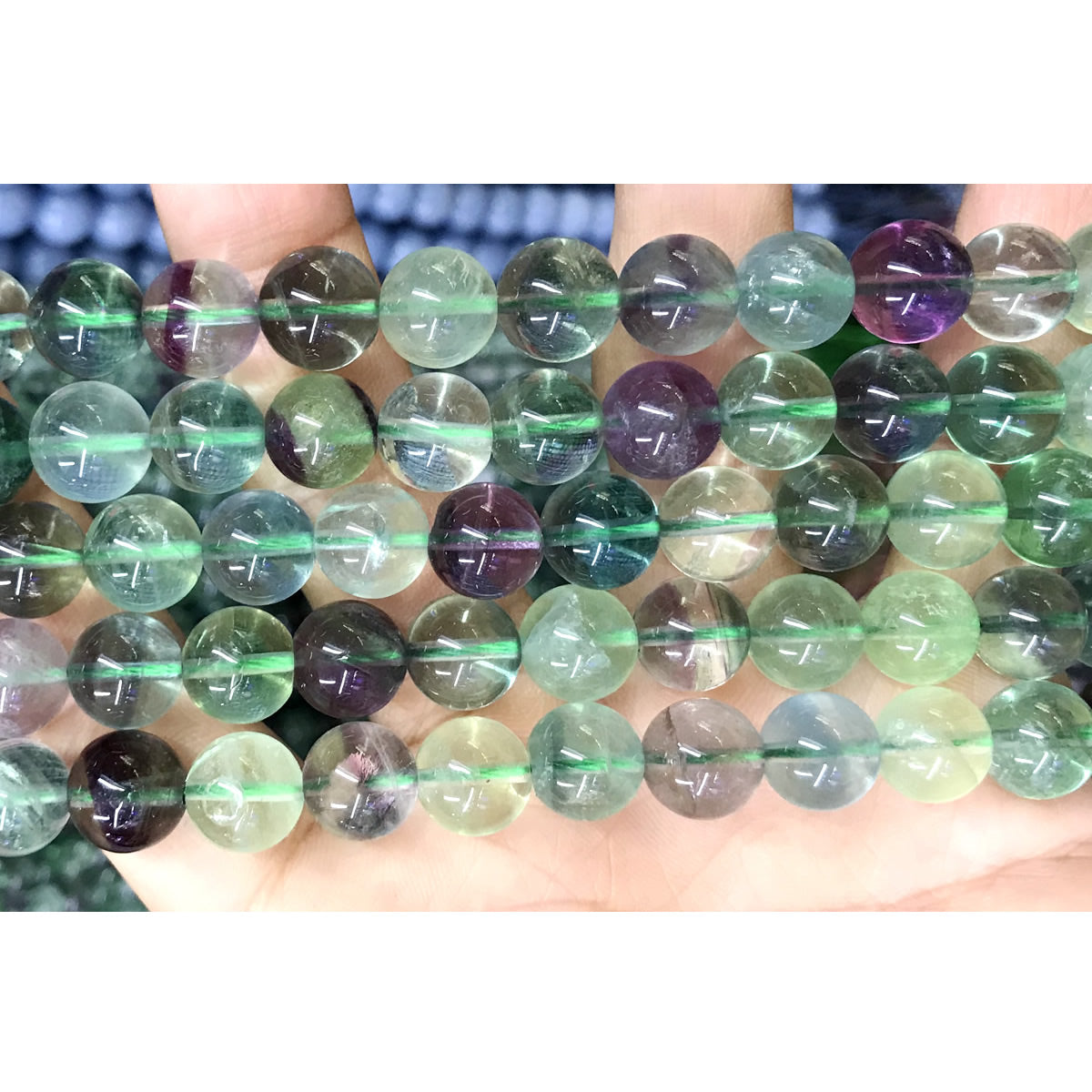 CFL33 Fluorite Gemstone Beads Smooth Round 10mm 15.5" Strand