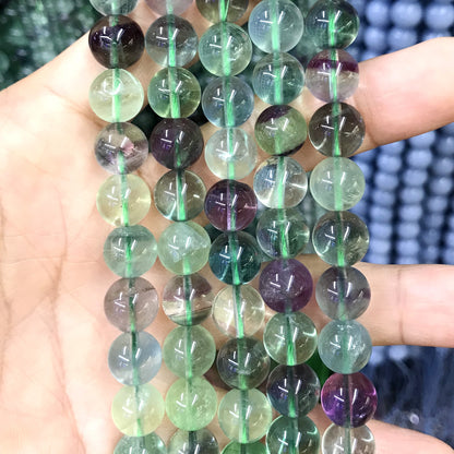 CFL33 Fluorite Gemstone Beads Smooth Round 10mm 15.5" Strand