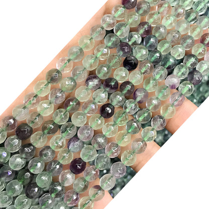 CFL38 Fluorite Gemstone Beads Faceted Round 6mm 15.5" Strand