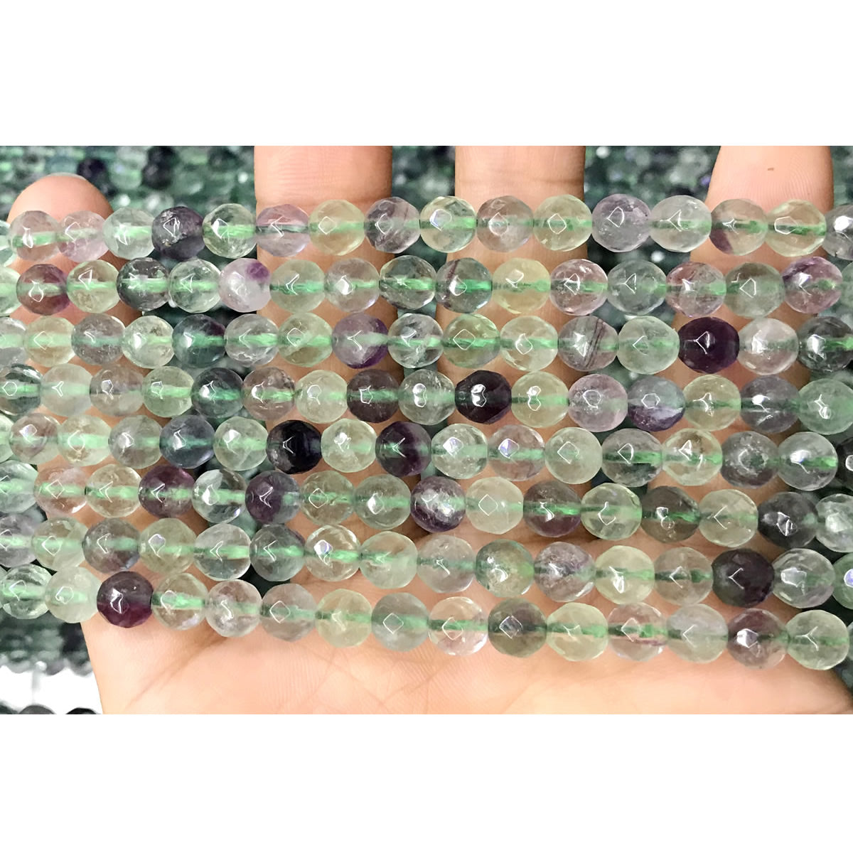 CFL38 Fluorite Gemstone Beads Faceted Round 6mm 15.5" Strand